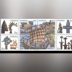 Sweden‎ 1990 Stamps Vikings/Ships/Silver/Gold/Statue/Transport/Swords 8v